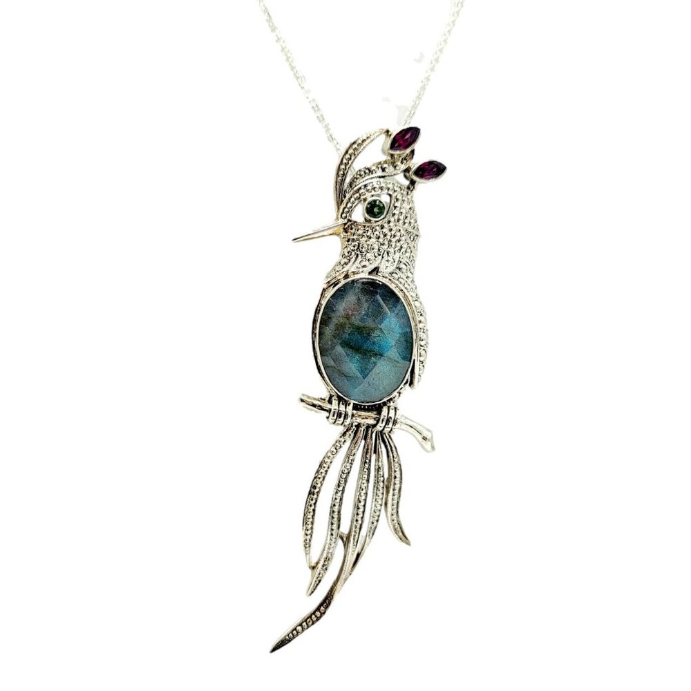 Nicky Butler Bird of Paradise Designer Brooch Pendant Necklace 925 Sterling